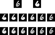 上から：元の画像，非線型モードからの画像，線線形モードからの画像